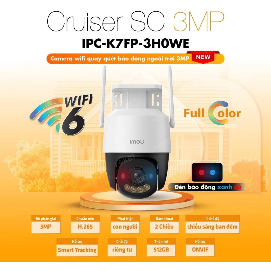 Camera Wifi IMOU CRUISER SC K7FP 3MP/5MP/8MP, Đèn Cảnh Báo Xanh Đỏ, Đàm Thoại 2 Chiều, Theo Dõi 4