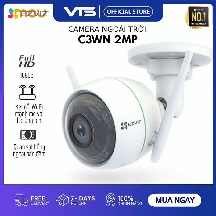 [NPP CHÍNH HÃNG] Camera Wifi EZVIZ C3WN 2.0MP, Hồng Ngoại 30M, Chống Bụi Bẩn IP66, Hỗ Trợ Thẻ Nhớ 256GB, BH 2 Năm - VTS 2