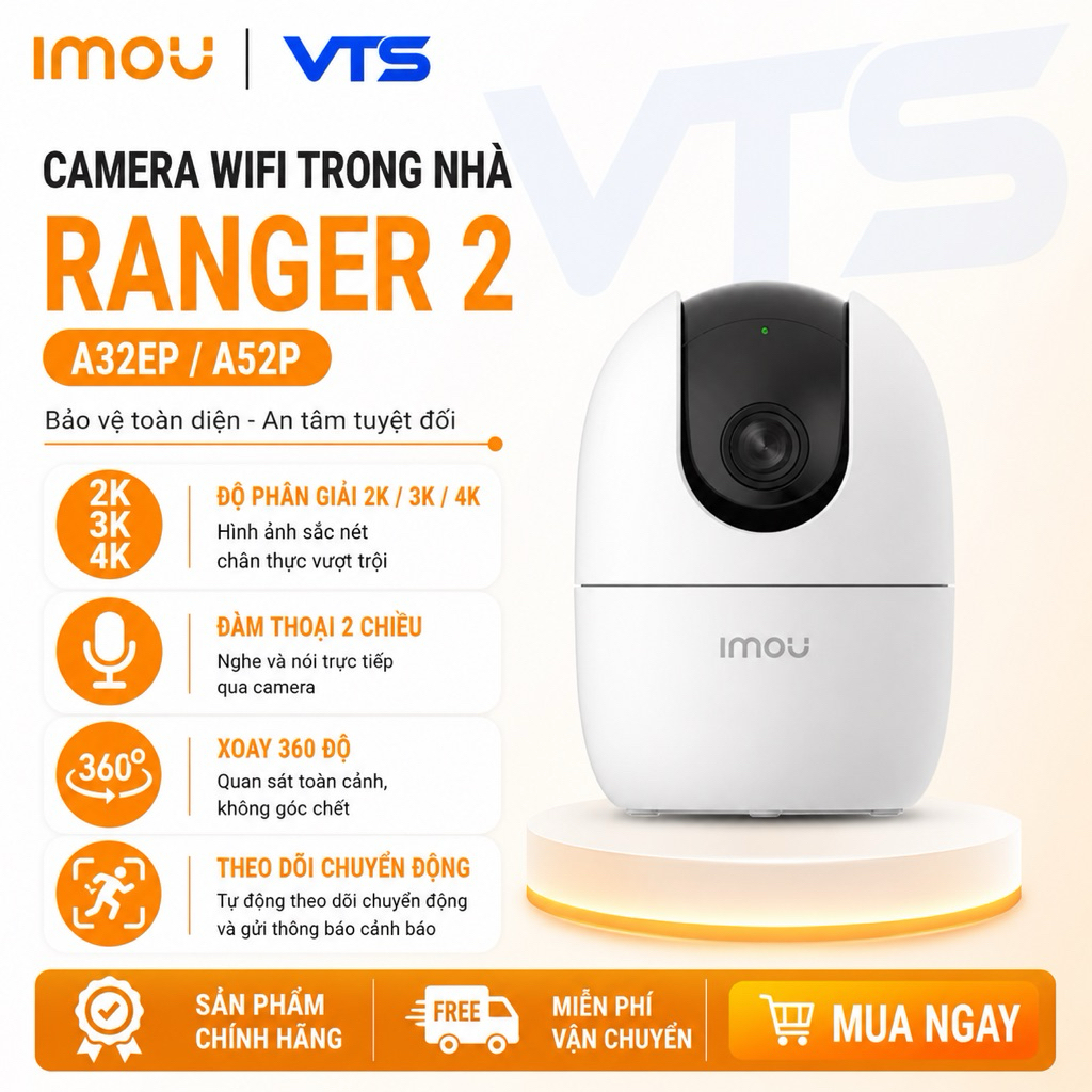 Camera Wifi IMOU Ranger 2 A32EP/A52P, Ranger 2 Pro A32P/A52P/A82P Pro/K2MP Xoay 360 độ, Đàm Thoại 3