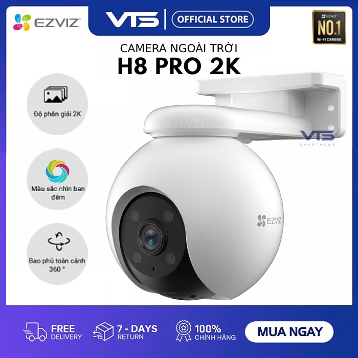 Camera Wifi EZVIZ H8 PRO 2K 3MP, Full Color, Xoay 360 độ, Đàm Thoại 2 Chiều, Phát Hiện Chuyển Động