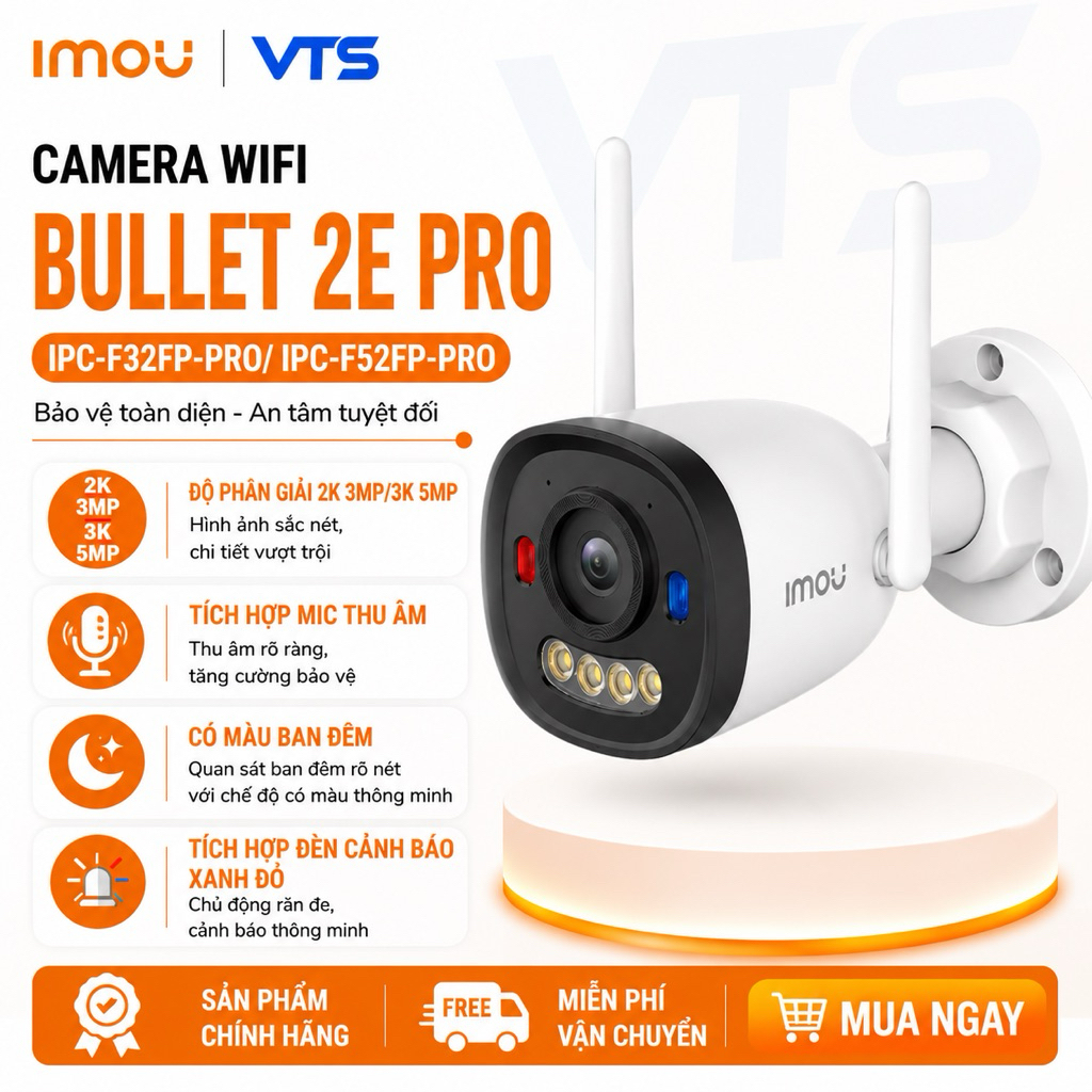 Camera Wifi IMOU Bullet 2E F32FP/F52FP/F32FP PRO/F52FP PRO Chỉ Thu Âm, Có Màu Ban Đêm, Báo Động 2