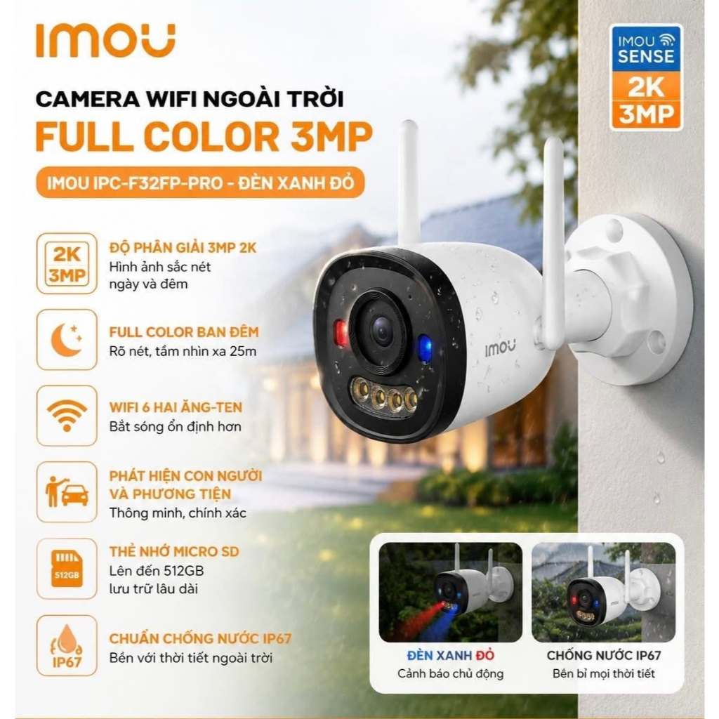 Camera Wifi IMOU Bullet 2E F32FP/F52FP/F32FP PRO/F52FP PRO Chỉ Thu Âm, Có Màu Ban Đêm, Báo Động 5