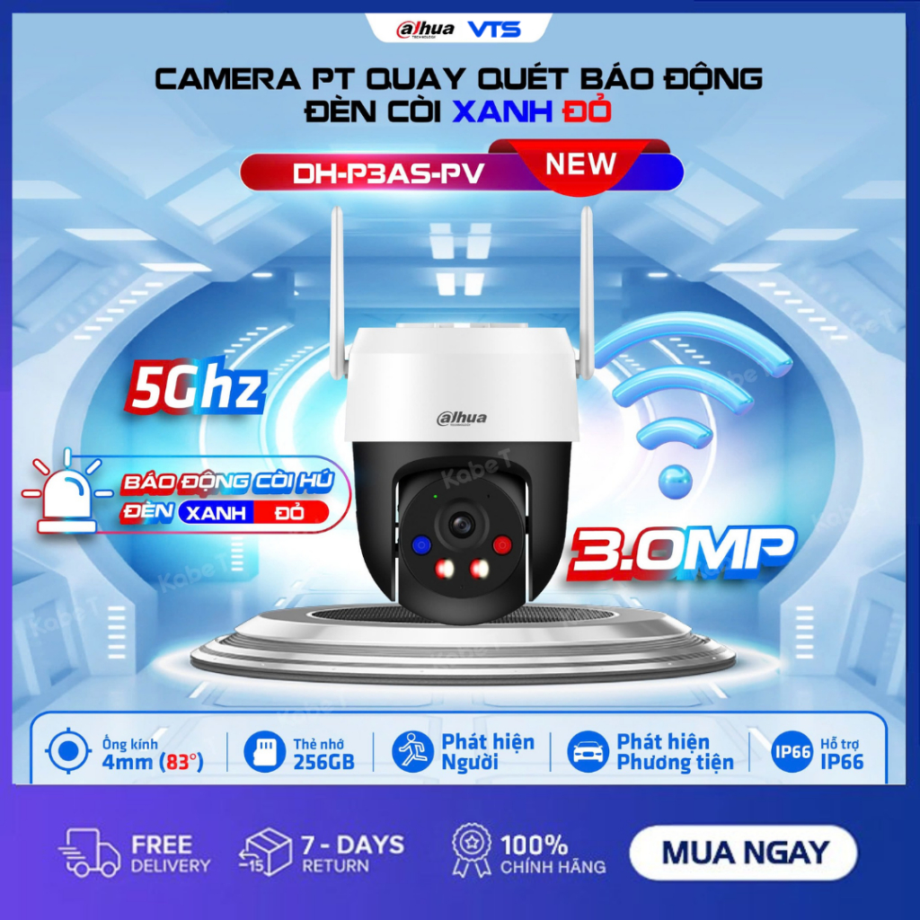 Camera Wifi DAHUA PICOO A2 DH-P3AS-PV 3MP/DH-P5AS-PV 5MP Ngoài Trời, Xoay 360 Độ, Có Màu, Đàm Thoại