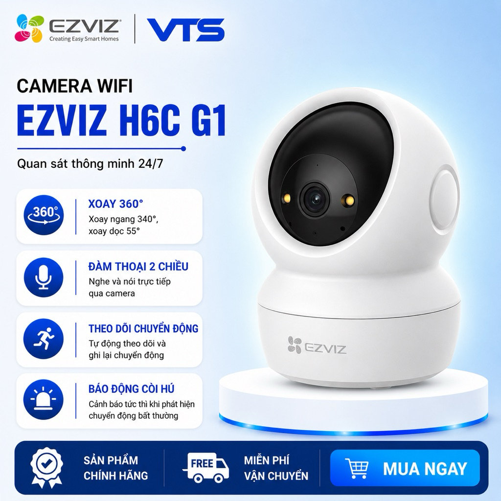 Camera Wifi EZVIZ H6C G1 3K 5MP/H6C PRO 3MP, Xoay 360 độ, Đàm Thoại 2 Chiều, Theo Dõi Chuyển Động 2
