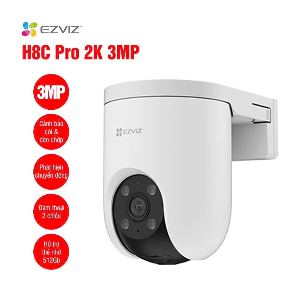 Camera Wifi EZVIZ H8C PRO 3MP 2K, Xoay 360 Độ, Trò Chuyện 2 Chiều, Ghi Hình Màu Ban Đêm - VTS VN
