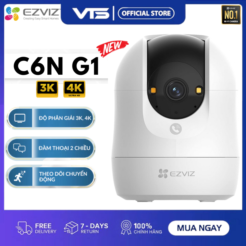 Camera Wifi EZVIZ C6N PRO, C6N G1 3MP/5MP/8MP, H6C G1 - Xoay 360 Độ, Đàm Thoại, Theo Dõi Chuyển Động 5
