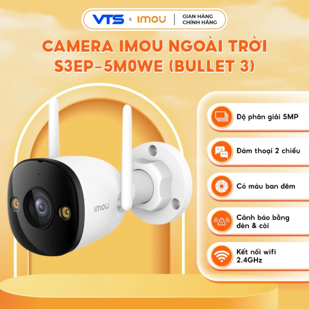 Camera Wifi IMOU Bullet 3 S3EP 3MP/5MP Kim Loại, Đàm Thoại 2 Chiều, Có Màu Ban Đêm, Báo Động 4