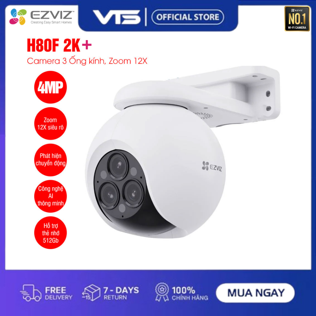 Camera Wifi EZVIZ H80F 4MP 2K+, Zoom 12X, Xoay 360 Độ, Đàm Thoại 2 Chiều, Có Màu, Theo Dõi Ai 9