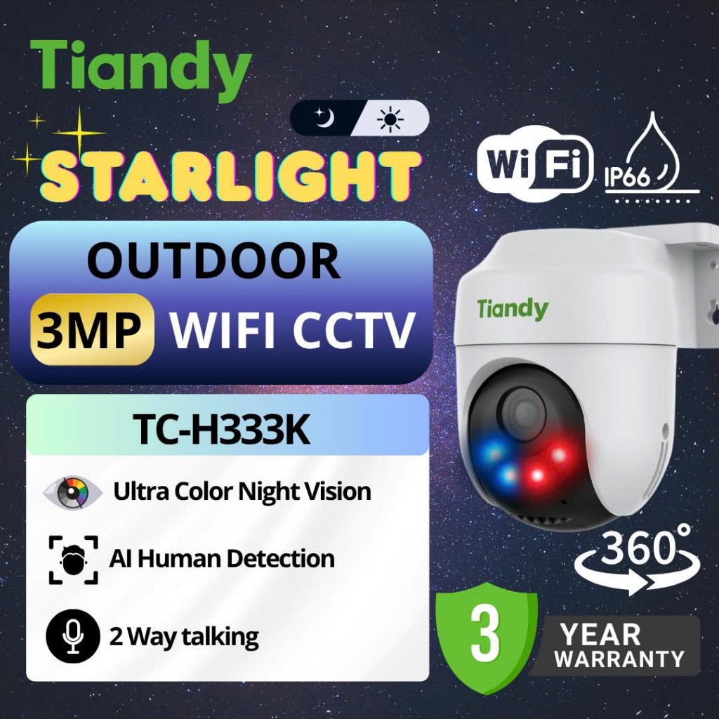 Camera Wifi Ngoài Trời TIANDY H333N/H333K/H334S, Xoay 360 Độ, Có Màu Ban Đêm, Đàm Thoại 2 Chiều 4
