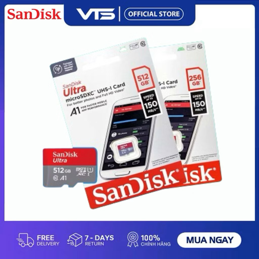 Thẻ Nhớ MicroSDXC SanDisk 256GB/512GB Ultra A1 C10 U1 UHS-I 150MB/s Chính Hãng, Bảo Hành 7 Năm 5