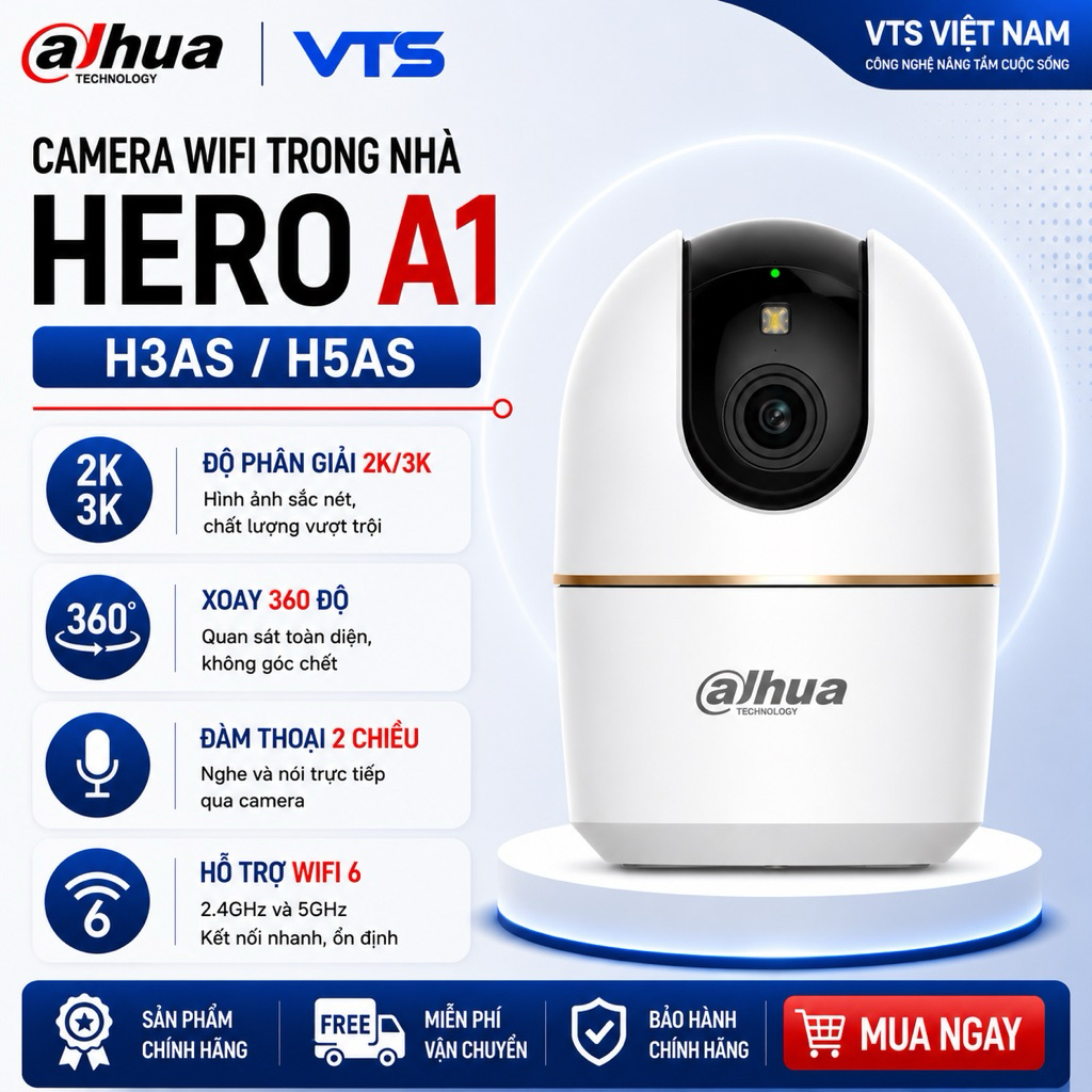 Camera Wifi DAHUA HERO A1 H3AE/H4AE/H5AE, H3AS/H5AS Trong Nhà, Xoay 360 Độ, Đàm Thoại, Theo Dõi 4