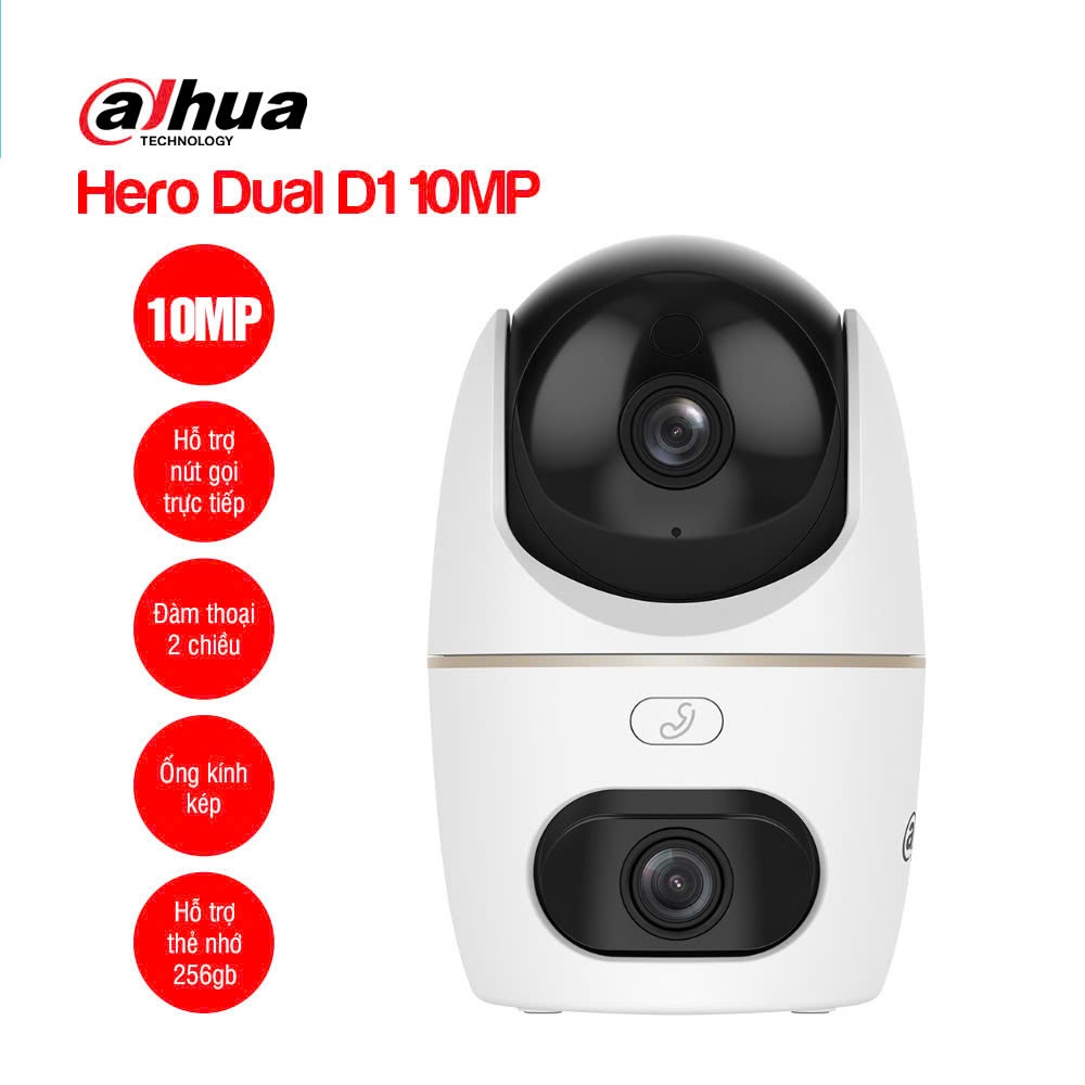 Camera Wifi DAHUA 2 Mắt Hero Dual D1 H3D-3F 6MP/H5D-5F 10MP Xoay 360, Đàm Thoại 2 Chiều, Theo Dõi 7