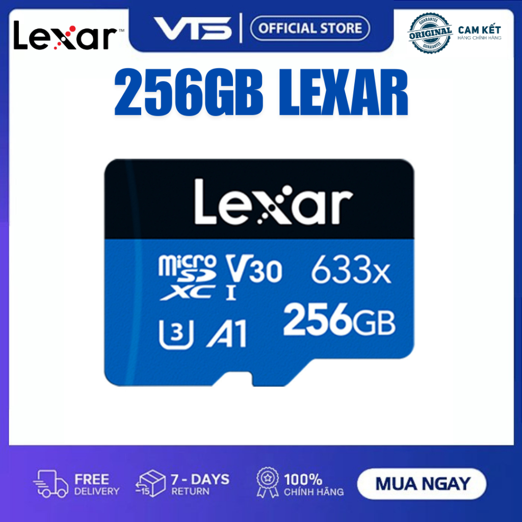 Thẻ Nhớ Micro SDXC LEXAR 256GB/512GB 633x Class 10 A1, Hàng Chính Hãng - Tốc Độ Cao 3