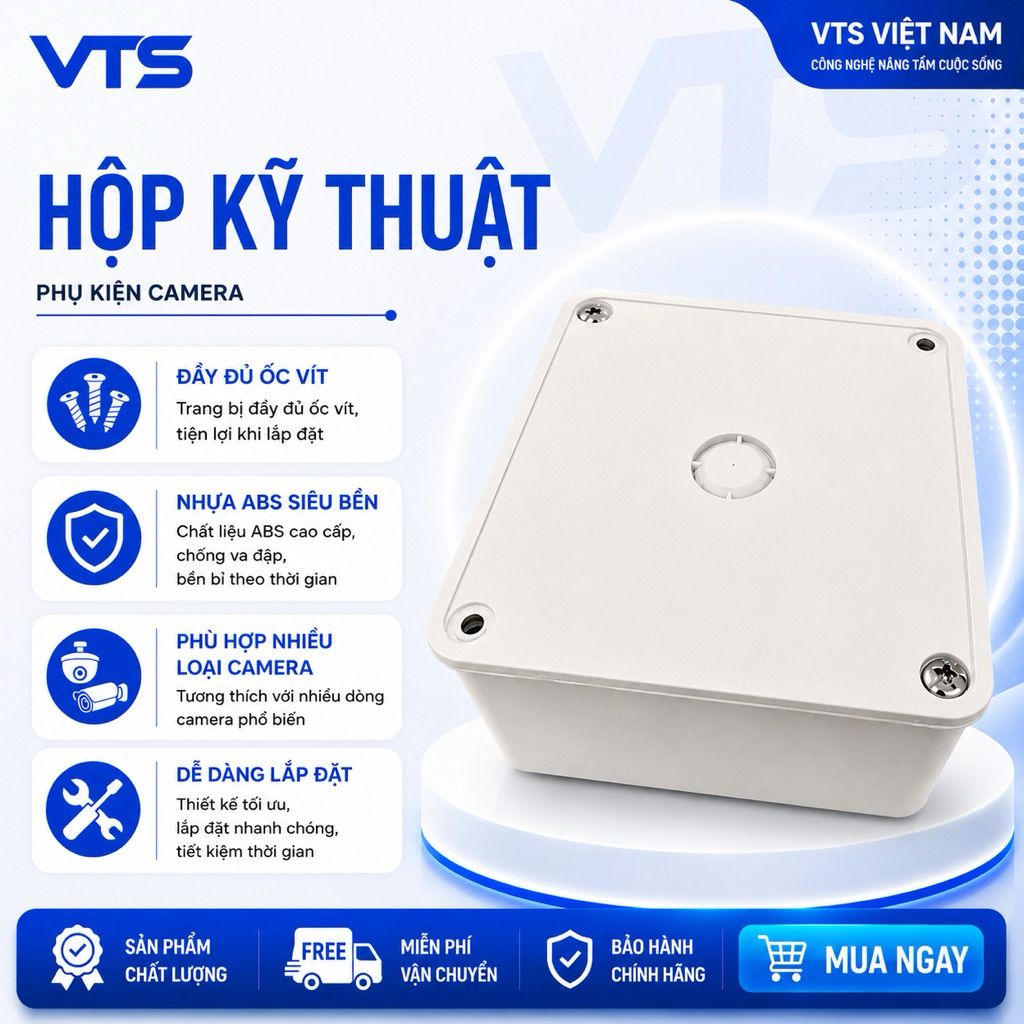 Hộp Kỹ Thuật 12x12 Bảo Vệ Nguồn Camera - Chất Liệu ABS Cao Cấp, Hộp Kỹ Thuật Chất Lượng - VTS VN 2