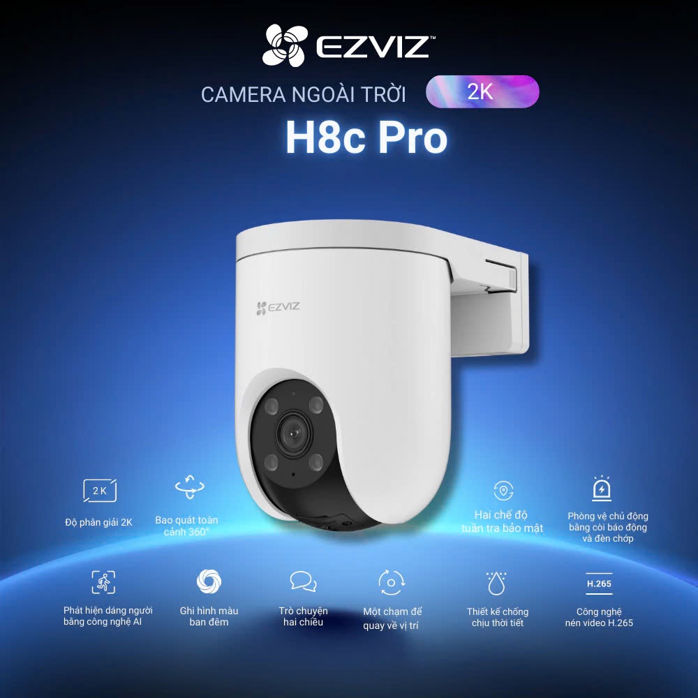 Camera Wifi EZVIZ H8C PRO 3MP 2K, Xoay 360 Độ, Trò Chuyện 2 Chiều, Ghi Hình Màu Ban Đêm - VTS VN 6