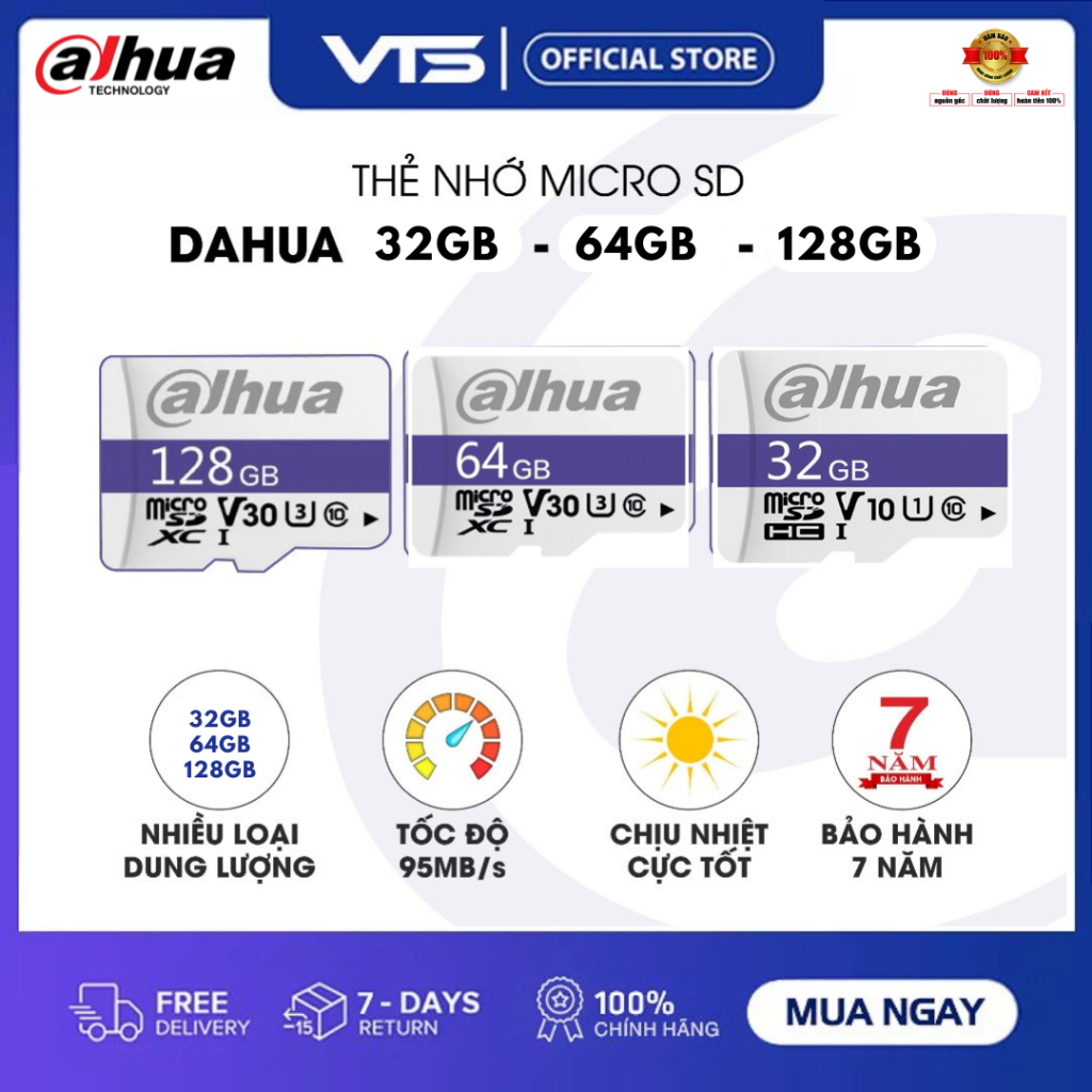 Thẻ Nhớ Micro SD DAHUA 32GB/64GB/128GB Hàng Chính Hãng, Tốc Độ Cao, Chuyên Dùng Cho Camera