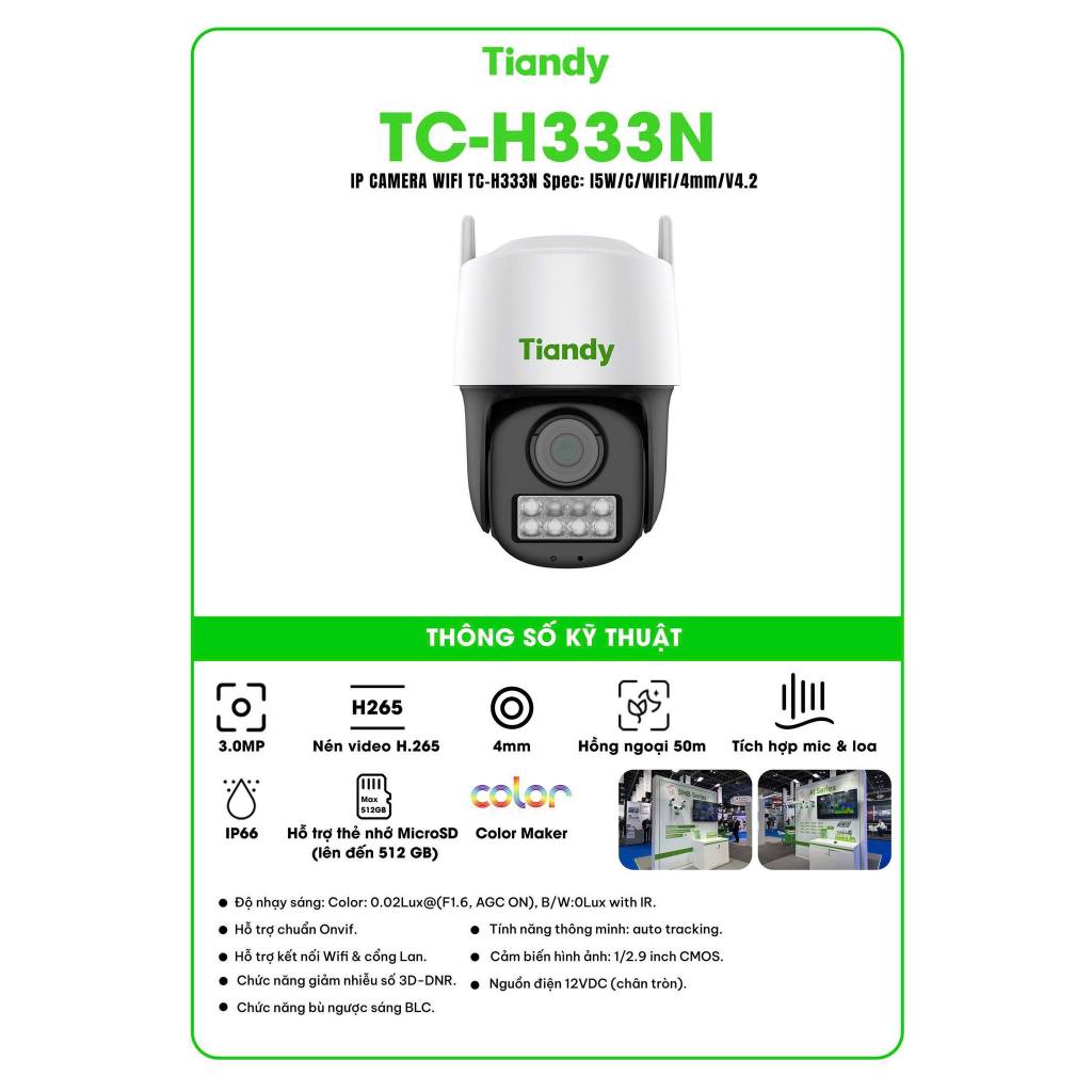 Camera Wifi Ngoài Trời TIANDY H333N/H333K/H334S, Xoay 360 Độ, Có Màu Ban Đêm, Đàm Thoại 2 Chiều 3