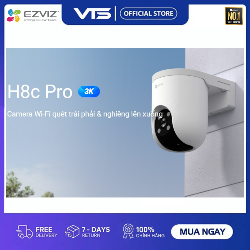 Camera Wifi EZVIZ H8C PRO 3MP/4MP/5MP - Xoay 360 Độ, Đàm Thoại 2 Chiều, Có Màu Ban Đêm, H8C VTS 2