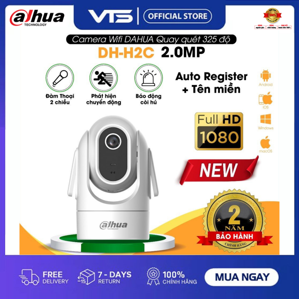 Camera Wifi DAHUA HERO C1 H2C 2MP/H4C 4MP Xoay 360 Độ, Đàm Thoại 2 Chiều, Auto Register 3
