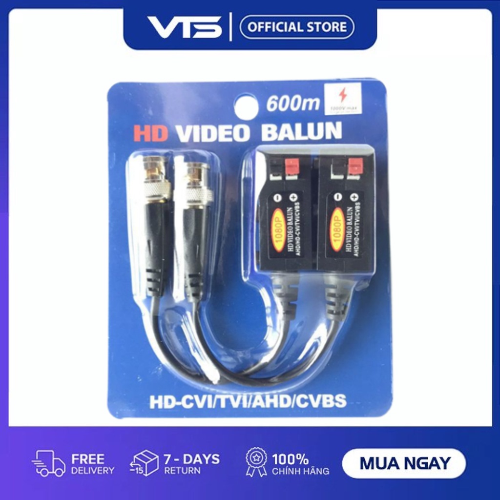 Bộ Jack Balun Chuyển Đổi Tín Hiệu Camera Loại Tốt (1080P) - CVI/TVI/AHD/CVBS - VTS Smarthome